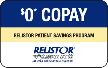 RELISTOR® (methylnaltrexone bromide) $0 CoPay Patient Savings Program Card